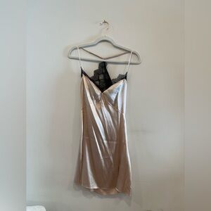 Etam Elegant Satin Slip Dress with Lace Detail